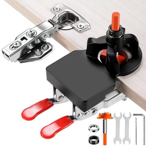 HOVCEH Double Clip 35mm Hinge Cutter, Aluminum Alloy Concealed Hinge Jig for Wood Furniture Door Cupboard