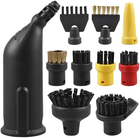 Behogan 10 pezzi pulitore a vapore accessori per Kärcher, accessori per Kärcher SC1 SC2 SC3 SC4 SC5, accessori per pulitore a vapore Kärcher spazzola rotonda grande, spazzola per la pulizia, spazzole