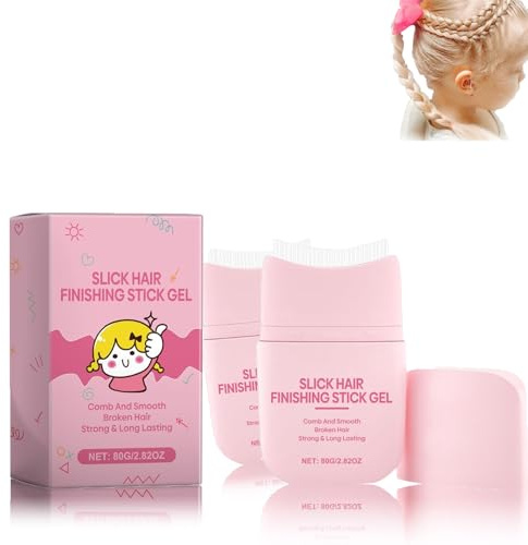 Haargel Kinder Stick, Hair Wax Stick, Kids Styling Gel, Haarpomade -Stick 80 ml, Einfache Gleitanwendung, für Perücken, Babyhaare, Gebrochene Stränge, Alltägliches St (2P)
