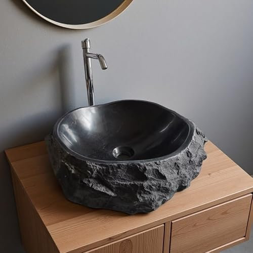 Fregadero de piedra de mármol negro aproximadamente exterior con tamaño 430 mm x 130 mm