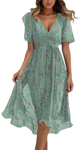 Femme Robe à Revers Décontractée Chemise Boutonnée Tunique Longue Doodle Robes à Carreaux à Manches Longues Women's Casual Dress Bikini Cover Up Tunique Cardigan 2025 (Vert Clair,3XL)