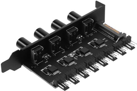 Uonlytech Fan Hub Controller with Speed Control Knobs Cooling Fan Hub Splitter for Office Computer Supply Compatible Easy Installation Quiet Operation