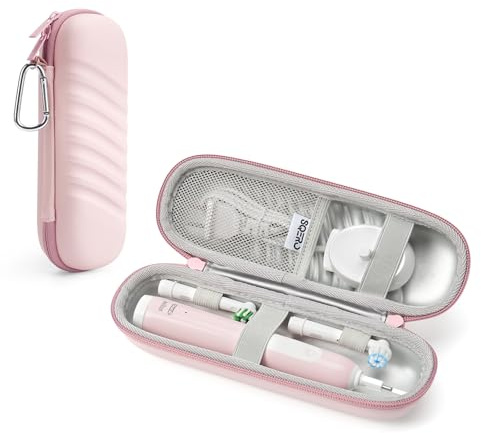 2.0 Reiseetui für elektrische Zahnbürste, kompatibel mit Oral B/Oral-B Pro/Philips Sonicare/Suri Schallzahnbürste, tragbares Zahnbürstenetui, wasserdicht, rose, Streifen