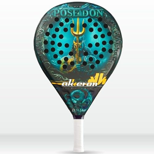 Akkeron - Pala de Padel - Modelo Poseidon Edition A25 - Carbono 100% - Power Blast EVA - Forma Redonda - Barniz Rugoso - Control/Potencia - 350/370g (Fibra de Carbono)