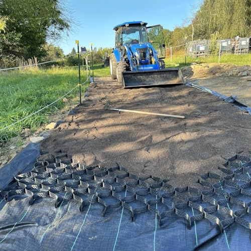 Kiesgitter 10 Cm Hohes Bodengitter für Gartenhäuser, Durchlässige, Verformungssichere Kiesgitter, Wabenförmige Unterlage für Einfahrten, Garagen, Gehwege, 30 X 30 cm(5m x 5m (16.5ft x 16.5ft))