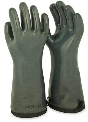 MOESTA-BBQ 20152 HeatPro Hitzehandschuhe, aus Silikon, L 9 olivgrün | Ofen-Grillhandschuh, 350 °C hitzebeständig, waschbar, waschmaschinenfest und BPA- und latexfrei, Grillhandschuhe
