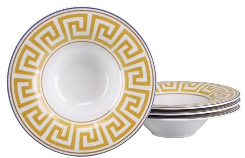 Creatable, 24749, Serie Gourmet Athena, 4-teiliges Geschirrset für 4 Personen, Pastateller aus Porzellan, spülmaschinen- und mikrowellengeeignet, Made in Europe