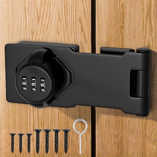 Überfalle Haspe Sicherheitsüberfalle Schloss, Zahlenschloss Überfalle Schlösser, 4 Zoll Zahlenschloss, Schrank Schloss für Kleine Türen Schränke Scheunentür Badezimmer Outdoor Garage Garten