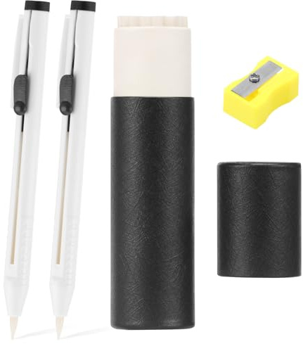 28 Stück Schneiderkreide Weiß 2 Schneider Kreide 25 Minen 1 Anspitzer Stoffkreide Stift Nähen mit Gehäuse Eines Druckbleistifts Kreidestift Nähen Klare Markierungen zum Aufnähen Markierungen (28pcs)