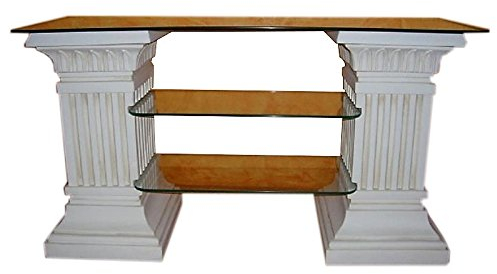 Antikes Wohndesign TV Rack Regal Fernsehschrank TV Schrank Glasregal Phonoregal HiFi Rack Vitrine Bücherregal Beige Höhe: 65cm Griechische Möbel