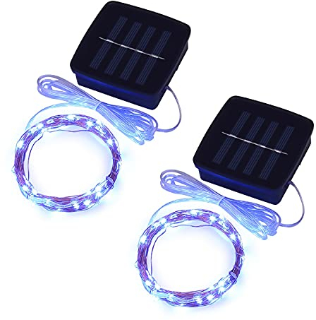 Solar Mini Teeny winzige Lichter, Sternen String Licht für Garten Fee, Baum, Geländer, Arbor, Zaun, 16 Fuß 50 LEDs, 2 Pack,Blau