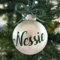 Wunschtext Silber Weihnachtskugel mit personalisiertem Namen (Waldgrün)