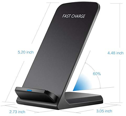 AMEEGO Qi Certificated Fast Wireless Charging Stand for iPhone X/XS XR, 11, 12, 13, 14, 15 Pro Max and Samsung S21 S22,S23, S24 Ultra Huawei and all Qi-enabled devices(Black)