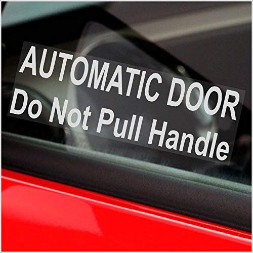 2 x Automatic Door-Do Not Pull Handle-Internal Window Stickers-Hackney Mini Cab,Taxi Minicab White on Clear Signs T41