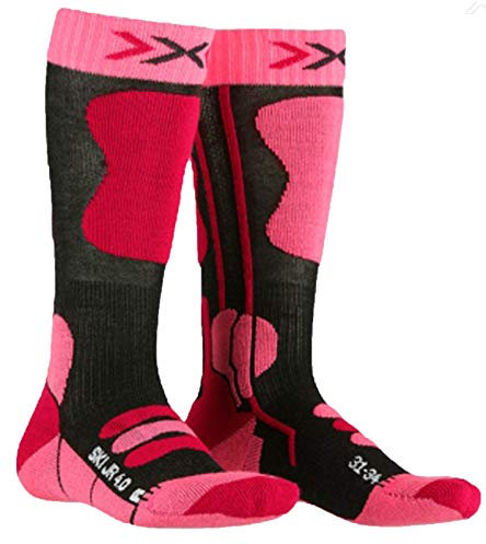 X-Socks Ski Jr 4.0, Calcetines, Unisex niños, Anthracite Melange/Fluo Pink, 31-34