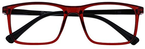 OPULIZE Ink Lessebrille Groß Rechteckig Rahmen Federscharniere Kratzfest Transparent Rot Schwartz Bügeln Herren Damen R4-Z +1.00