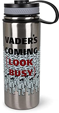 Star Wars Stormtroopers Vader's Coming, Look Busy Canteen Water Bottle | Holds 18 Ounces