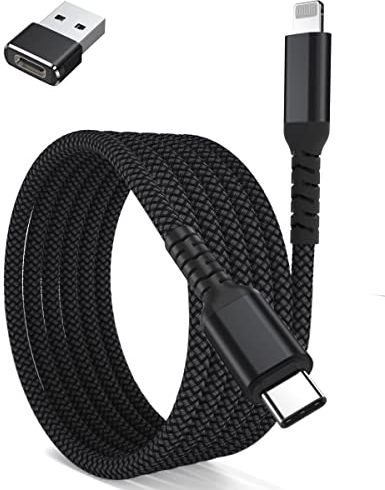BASESAILOR USB C to Lightning Charger Cable 3M with USB A Adapter,USB Type C Fast Charging Cord Lead for Apple iPhone 14 13 12 11 Mini Pro Max Plus,XS XR X 8 7 6 Plus 5 SE,iPad 8 9 8th 9th Generation
