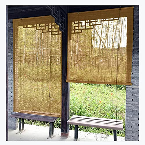 ZXCVBAS Bambusrollo,Bambus Raffrollo,Bambusrollo Faltrollo Rollo,Retro Bambus Roll Up Shade,Bamboo Shades for Patio Bamboo Jalousien Outdoor Bambus Rollos,Für Outdoor/Indoor,110x180cm/44x71in