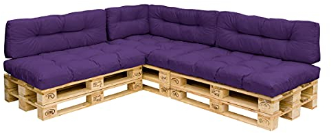 Royal Schneider Set Sitzkissen Rückenkissen Palettensofa Palettenpolster - 7er Set - 3Stk. 120x80 + 3Stk. 120x40 + 1Stk. 60x40, Farbe - Lila