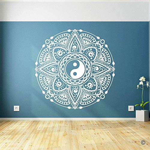 Yin Yang Blume Wandtattoo Vinyl Böhmische Wandaufkleber Wohnzimmer Dekoration Abnehmbare Künstler Home Wallpaper 57X57Cm