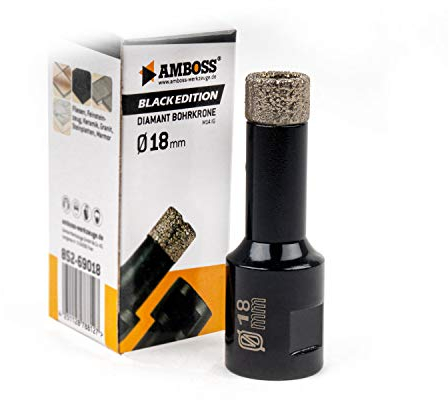 Amboss - Diamant Bohrkrone 18 mm (M14) für Winkelschleifer | Geeignet für Feinsteinzeug, harte Fliesen, Granit etc.
