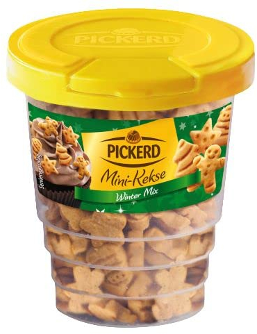 Pickerd Mini-Kekse Winter Mix Sterne, Tannenbäume, Schneemänner, Lebkuchenmännchen Mit leckerem Zimtgeschmack 60 g