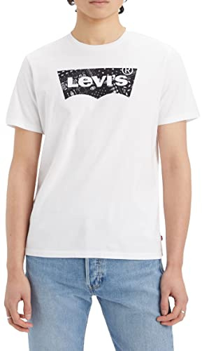 Levi's Men's Graphic Crewneck Tee T-Shirt, Filled Bw White+, XS