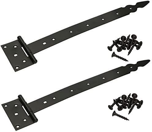 KOTARBAU® 2er Set Kreuzgehänge T-Scharnier Dekorativ Ladenband Pulverbeschichtet Schwarz 400 mm