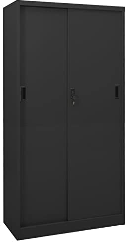 vidaXL Büroschrank mit Schiebetür Anthrazit 90x40x180 cm Stahl