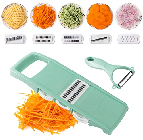 Nbguigdstr Mandoline Food Slicer for Kitchen 7-in-1 Vegetable/Cheese/Potato/Carrot/Cucumber Grater,Slicer, Cutter, Grinder,Waffle Fry Cutter For Potatoes,Julienne Peeler