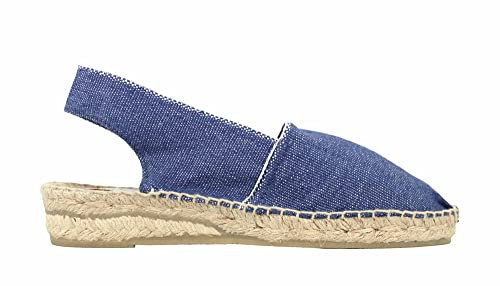 Alpargatas Destalonadas con Cuña Baja Hechas a Mano en España (Vaquero, Numeric_39)