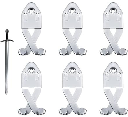 Vokowin 6pcs Metal Single Sword Wall Mounts Vertical Wall Sword Display Hook Universal Sword Holder Wall Display, Multifunctional Adjustable Single Adjustable Hooks (K190-6)