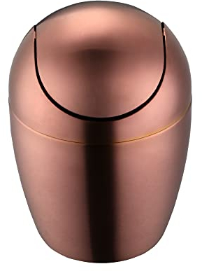 TUPMFG Edelstahl Desktop Mülleimer, Mini Tischmülleimer mit Deckel, 2L Klein kleiner Abfalleimer für Küche, Bad, Auto & Büro, Roségold