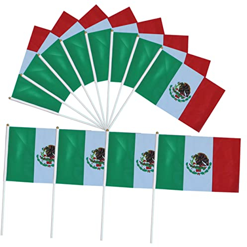 jojofuny 50 Stück Mexiko-Flagge Miniatur-Dekoration Kuchen Dekorieren Mexikanische Handflagge Handstick-Flaggen Winzige Mexikanische Flagge Kunststoff Mexiko-Stick-Flagge Kleine Flaggen