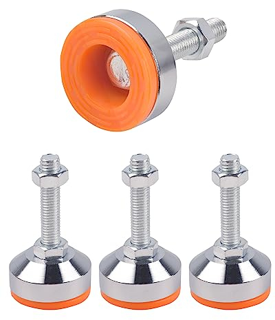 SPDYCESS 4 Pièces Pieds Réglables pour Meubles, M12×50mm×Ø50mm Filetage Très Résistant Acier Carbone Pied de Nivellement Ajusteur Niveleur Protecteur de Sol Reduire Le Bruit pour Machine Table Meubles