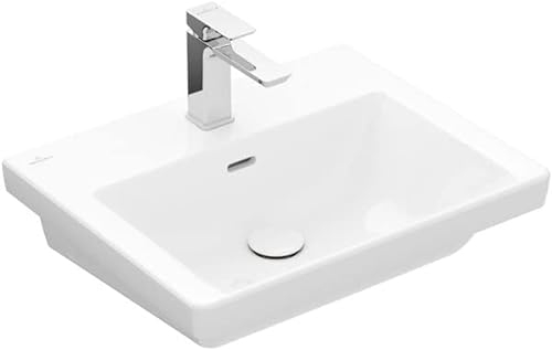 Villeroy & Boch Subway 3.0 Schrankwaschtisch, 550 x 440 mm, 1 Hahnloch, mit Überlauf, ungeschliffen, 4A7055, Farbe: Weiß Ceramicplus