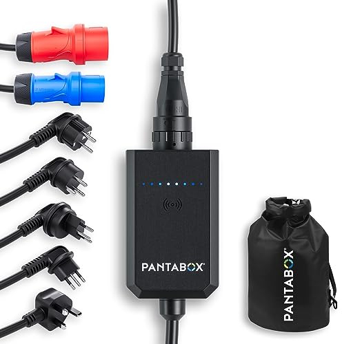 Pantabox Travel Europe, Mobile Wallbox, E-Auto Ladestation, Wallbox 11 kW, Unterwegs Laden, Mobile Wallbox mit Adaptern für Europa