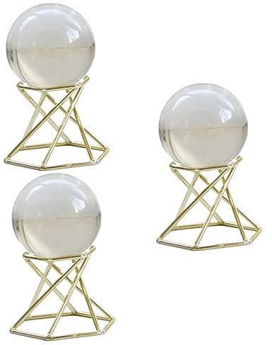 HOMSFOU 3st Kristallkugel Dekoration Kristall-sonnenfänger Citrin Kristallkugel Dekorative Klare Kugeln Orb-Ei-Basis Kristallkugel Fotografie Citrin Kugel Kugel Glücklich 3D Vertreten Glas