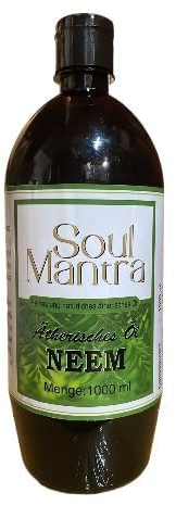 Soul Mantra Reines Kaltgepresstes Neemöl (Niemöl) - 1000ml - Natürliches Pflegemittel für Haut, Haare und Pflanzen