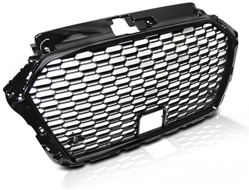 europetuning - 05827 - CALANDRE SPORT NOIRE GRILLE NID D ABEILLE LIGNE RS3 COMPATIBLE AVEC AUDI A3 8V 2016-2020 PH2 AVEC CACHE