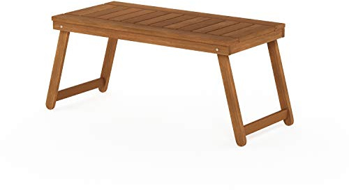 Furinno DALAM Patio-Tisch, klappbarer Outdoor-Beistelltisch mit Latten-Tischplatte, Couchtisch, für Innenbereich, Balkon, Terrasse, Garten, Veranda, Natur, Natürlich