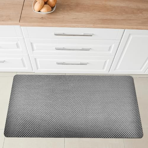 Comart - Tappeto Cucina Manhattan - Impermeabile - Antiscivolo - Antimacchia - PVC Intrecciato - Passatoia Effetto Metallico Cangiante - per Corridoio, Cucina e Bagno - Iron Grey - 50x75 cm