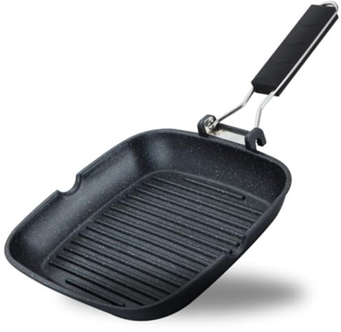 Otyma 24 - Barbecue a induzione, antiaderente, senza PFOA, manico pieghevole in bachelite, vetroceramica, gas, elettrico e a induzione