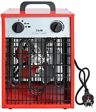FIVMEN Termoventilatore 3 KW 220 V riscaldatore elettrico con cavo di alimentazione da 1,4 m e spina, riscaldatori elettrici, 4 livelli di riscaldamento, protezione da sovraccarico per cantieri