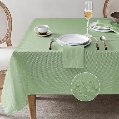 Softalker Tischdecke Mitteldecke Frühling Oster 80 x 80 cm grün wasserabweisend Geometrische Jacquard-Tischdecken Elegant Tischtuch Table Cloth Deko für Outdoor Gartentisch Draußen Garten Couchtisch