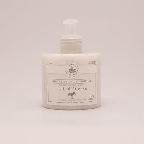 Bio-Flüssigseife Eselsmilch - Duftseife - Mit Oliven- und Arganöl - Hergestellt in der Provence - Feuchtigkeitsspendende Hand- & Körperseife - 300 ml