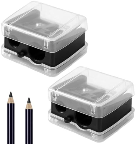 2 Stück Pencil Sharpener mit Behälter, anspitzer für Kajalstifte und Bleistifte, Dose für Dicke und Dünne Stifte