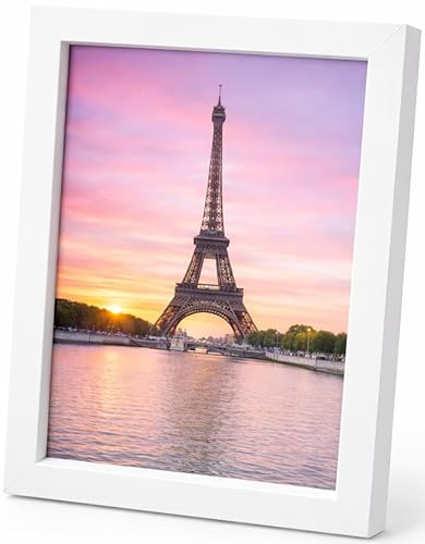 Abio Bilderrahmen 29,7x42cm DIN A3 Weiß MDF Acrylglas Fotorahmen Frame Posterrahmen für Fotos Bilder Poster Rustikal Vintage Retro