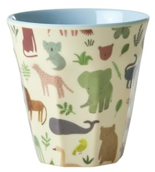 ReWu Rice Melamin Becher Klein - Dschungel Tiere Blau - Kinderbecher Campingbecher Campinggeschirr Trinkbecher Melamingeschirr Bruchsicher BPA-frei 160ml
